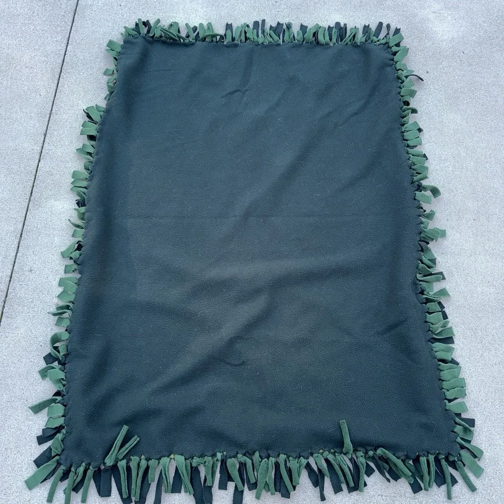 Leopard Family Wildlife Fleece Tie Blanket Handmade Throw 42x50 Green Black